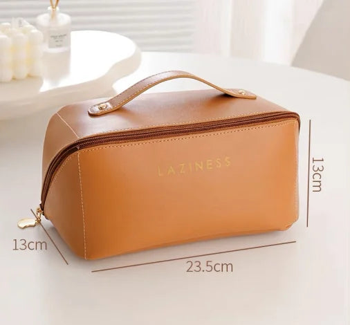 Women's Necessaire Large Capacity PU Leather Cosmetic Handbag Portable Travel-Neverdie